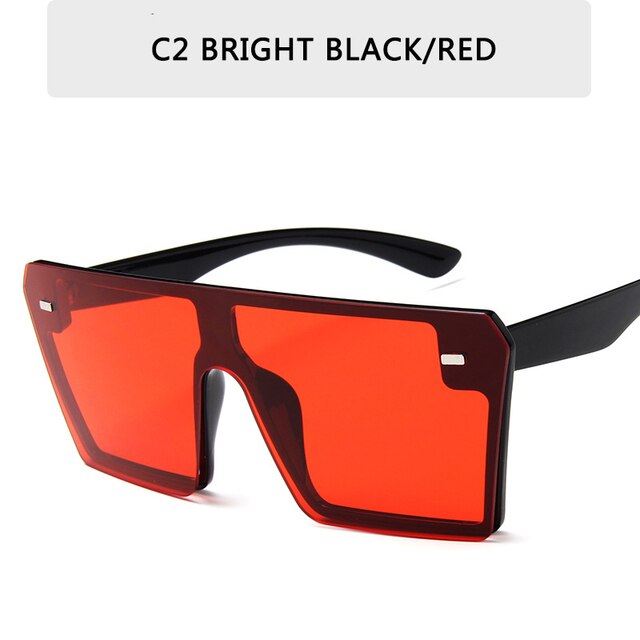 Oversized Square Sunglasses Women Luxury Brand Fashion Flat Top Red Black Clear Lens One Piece Men Gafas Shade Mirror UV400