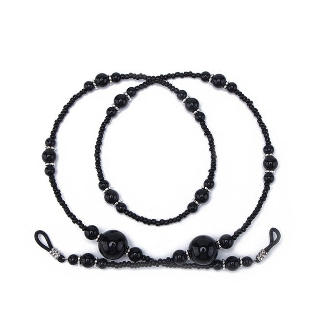 Fashion Reading Glasses Chain for Women Shell Beads Sunglasses Cords Beaded Eyeglass Lanyard Hold Straps Black Eyewear Retainer