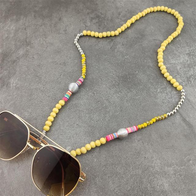 Boho Wood Beads Eyeglass Chains with Silver Ball Metal Sunglasses Reading Glasses Chain Eyewears Cord Holder Neck Strap Rope