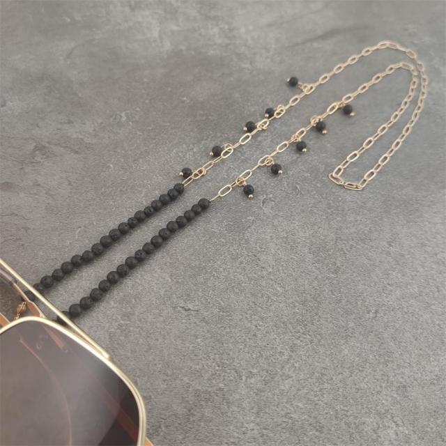 Boho Wood Beads Eyeglass Chains with Silver Ball Metal Sunglasses Reading Glasses Chain Eyewears Cord Holder Neck Strap Rope