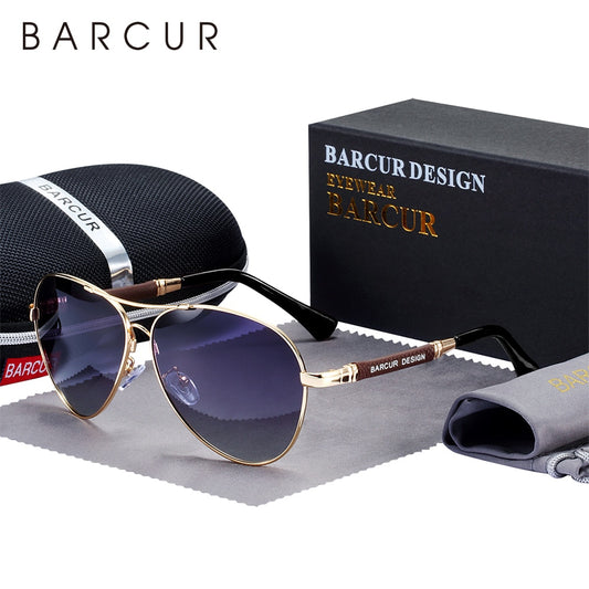 BARCUR Design Titanium Alloy Sunglasses Polarized Men's / Women's Sunglasses  Pilot Gradient Eyewear Mirror Shades Oculos De Sol