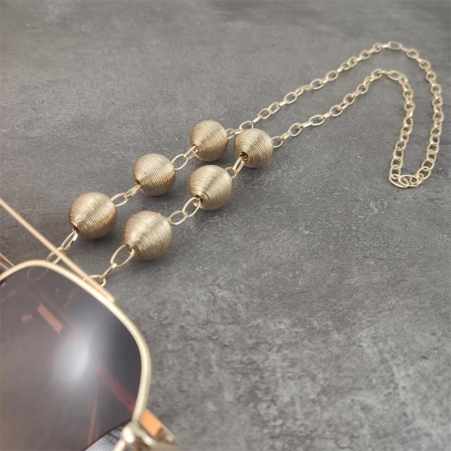 Boho Wood Beads Eyeglass Chains with Silver Ball Metal Sunglasses Reading Glasses Chain Eyewears Cord Holder Neck Strap Rope