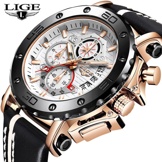 2021 Men Watches Fashion Sport Leather Watch Mens Luxury Date Waterproof Quartz Chronograph Relogio Masculino+Box