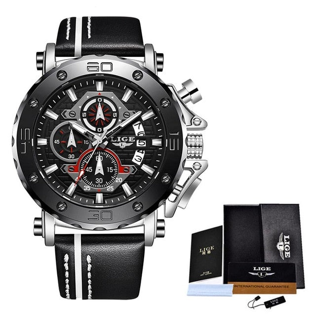 2021 Men Watches Fashion Sport Leather Watch Mens Luxury Date Waterproof Quartz Chronograph Relogio Masculino+Box