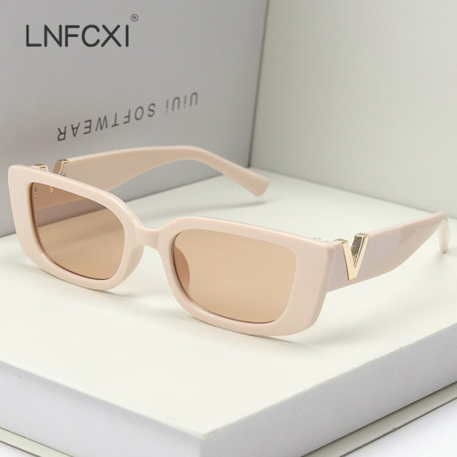 LNFCXI Retro Small Frame Cat Eye Sunglasses for Women 2021 Luxury V  Sun Glasses Men Fashion Jelly Sunglasses with Metal Hinges