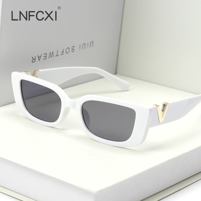 LNFCXI Retro Small Frame Cat Eye Sunglasses for Women 2021 Luxury V  Sun Glasses Men Fashion Jelly Sunglasses with Metal Hinges