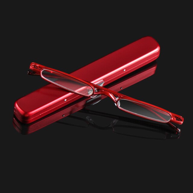 Unisex Mini Portable Metal Frame Reading Glasses With Metal Case Hot Slim Eyeglasses Vision Care Reader Spectacles +1.0 to 4.0