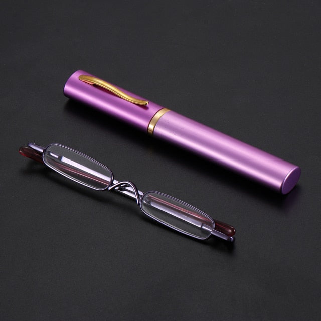 Unisex Mini Portable Metal Frame Reading Glasses With Metal Case Hot Slim Eyeglasses Vision Care Reader Spectacles +1.0 to 4.0