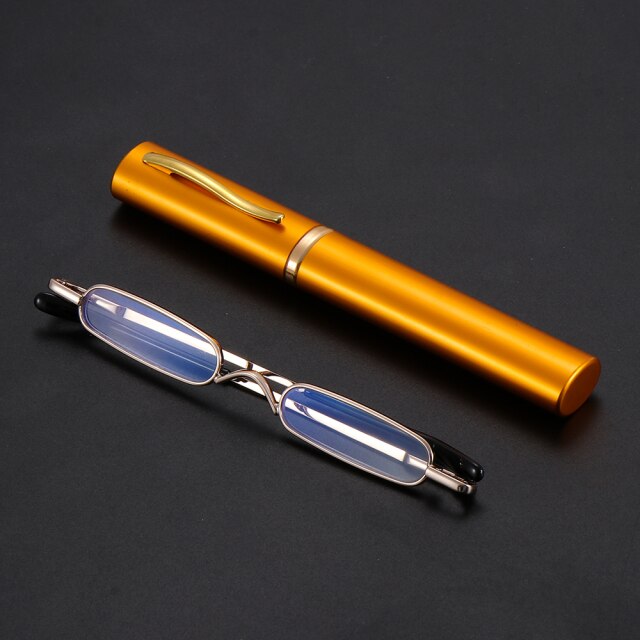 Unisex Mini Portable Metal Frame Reading Glasses With Metal Case Hot Slim Eyeglasses Vision Care Reader Spectacles +1.0 to 4.0