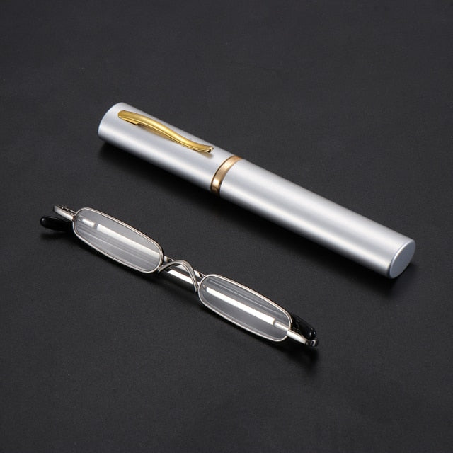 Unisex Mini Portable Metal Frame Reading Glasses With Metal Case Hot Slim Eyeglasses Vision Care Reader Spectacles +1.0 to 4.0