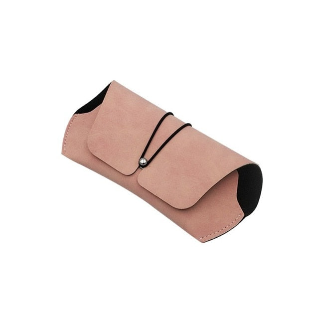 New 1pcs Men Women Matte Leather Sunglasses Case Fold-able Buckle Glasses Box Eyeglass Holder Bag Protector Eyewear Accessories