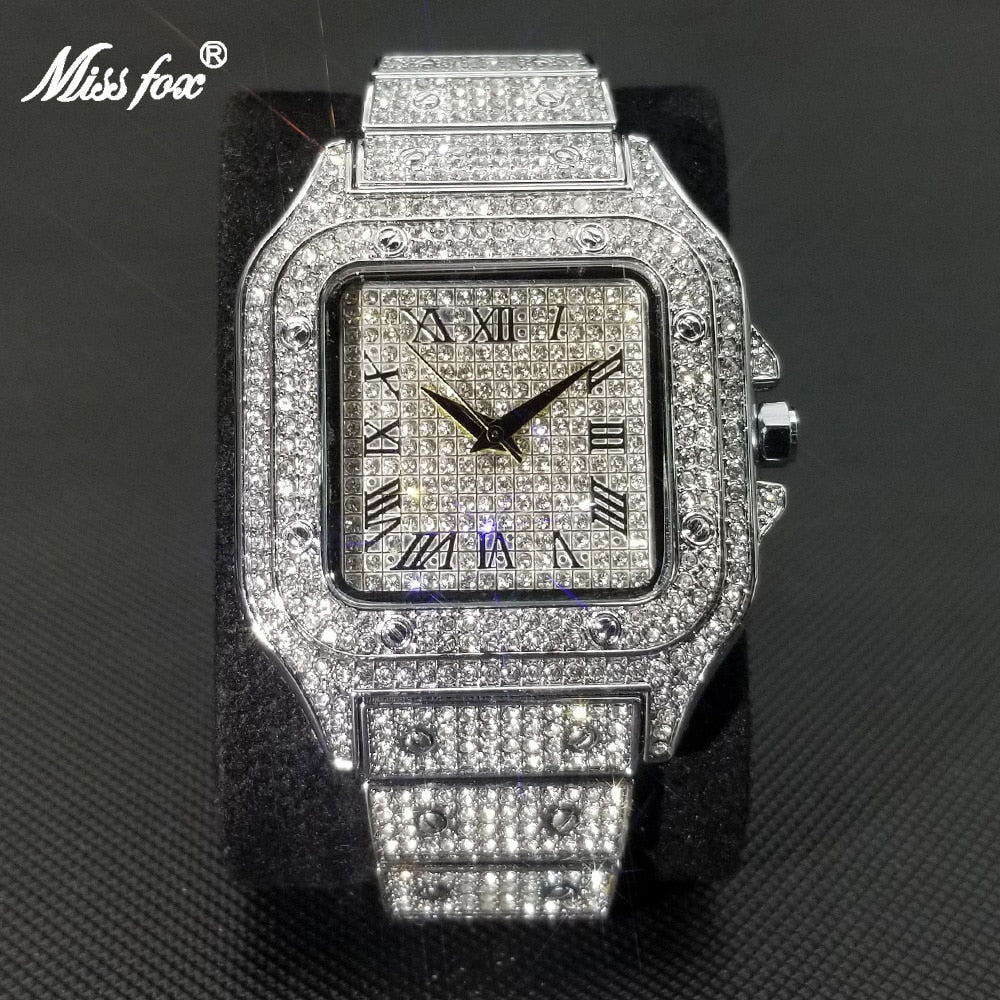 Iced Out Square Men Watches Top Brand Luxury Full Diamond Hip Hop Watch Fashion , It's all about the look. Ultra Thin Wristwatch Male Jewelry 2021