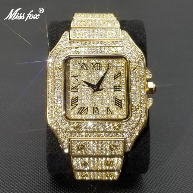 Iced Out Square Men Watches Top Brand Luxury Full Diamond Hip Hop Watch Fashion , It's all about the look. Ultra Thin Wristwatch Male Jewelry 2021