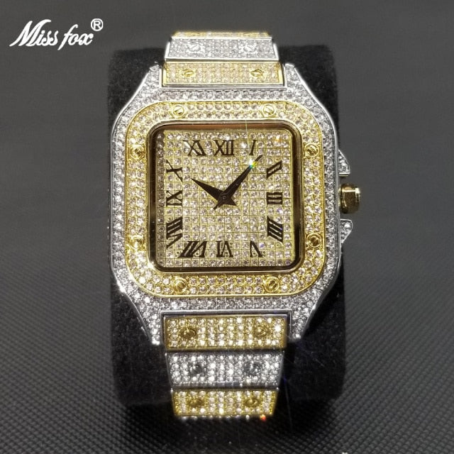 Iced Out Square Men Watches Top Brand Luxury Full Diamond Hip Hop Watch Fashion , It's all about the look. Ultra Thin Wristwatch Male Jewelry 2021